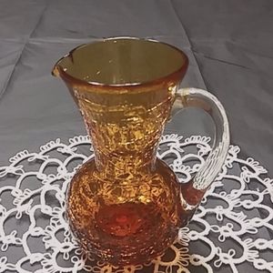 Vintage Miniature Crackle glass pitcher